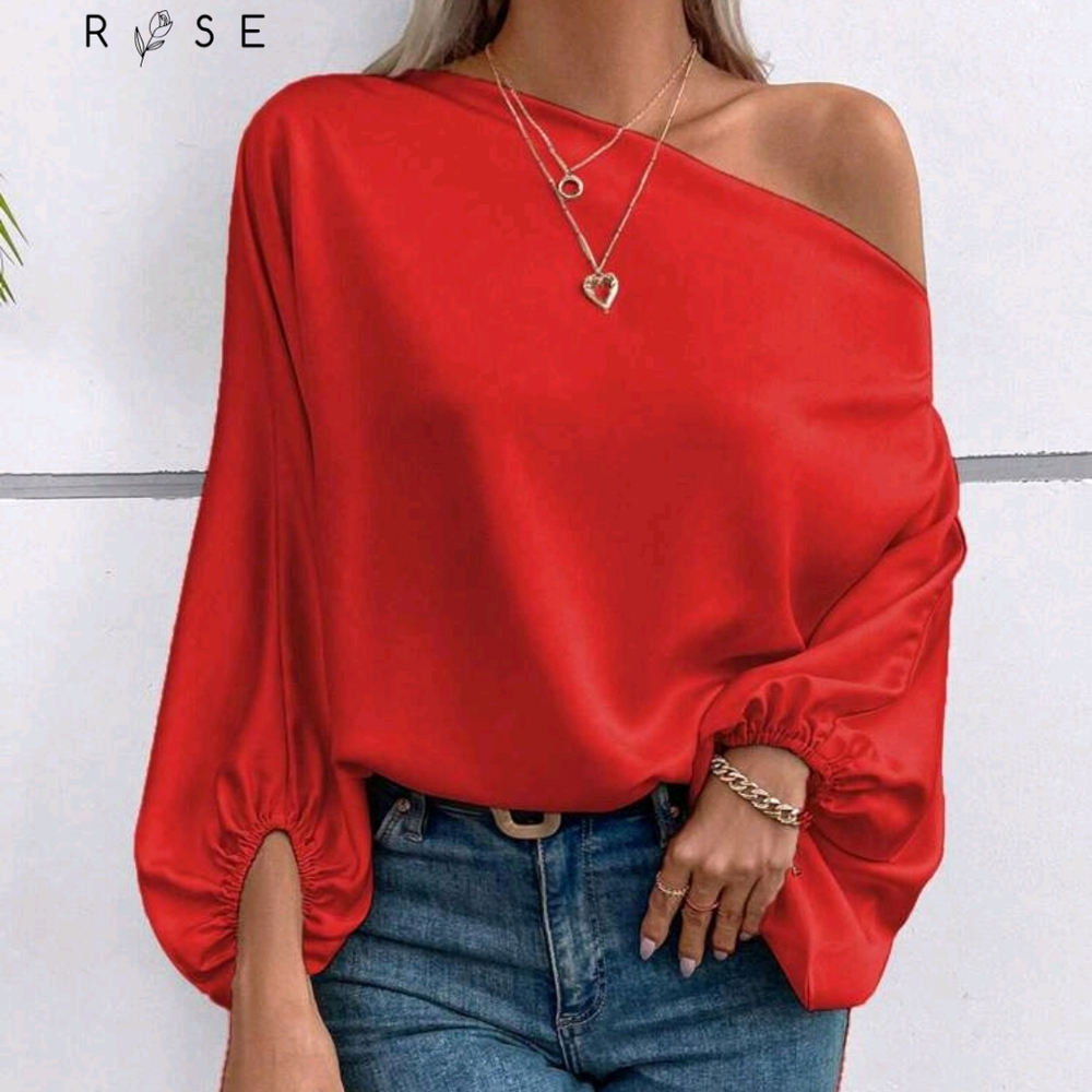SHEIN Red Asymmetrical Blouse - Good Condition